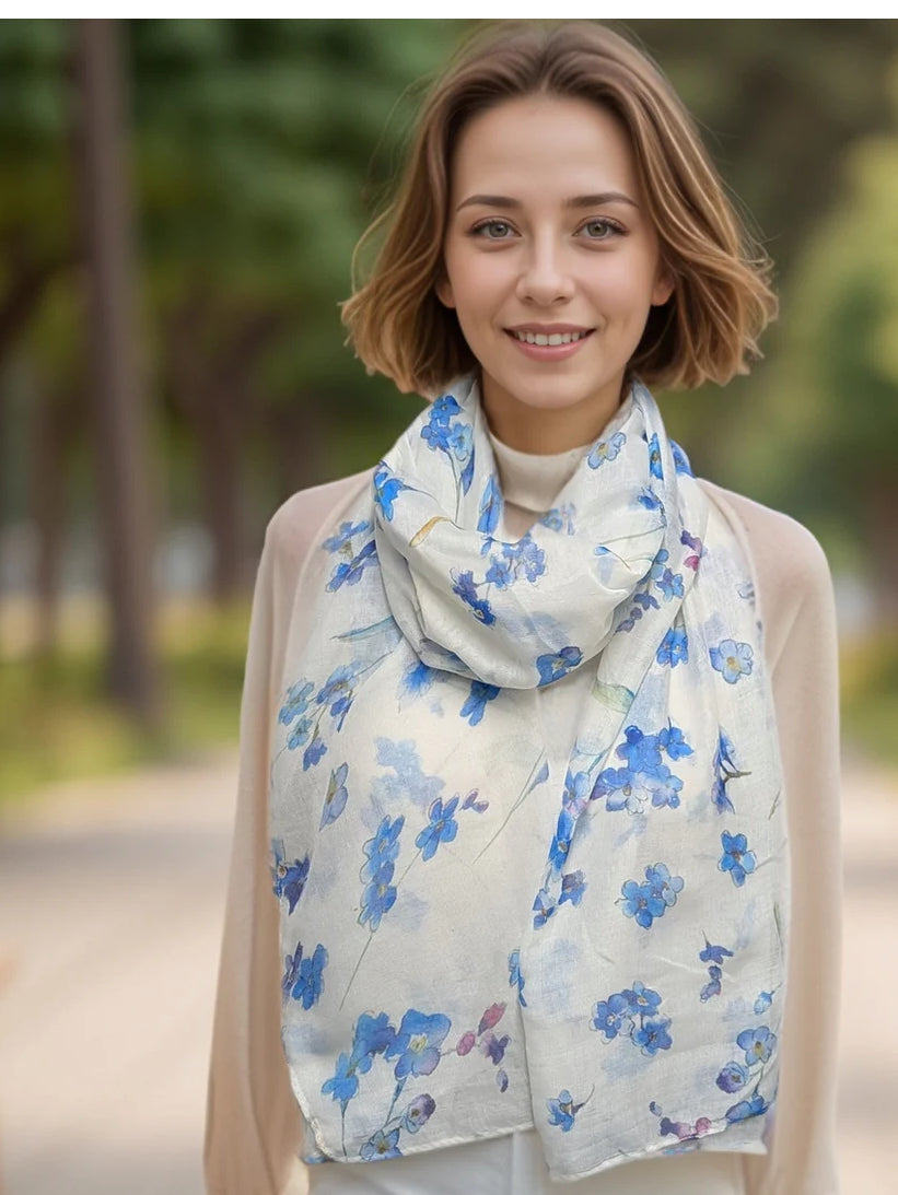 White Forget Me Not Scarf