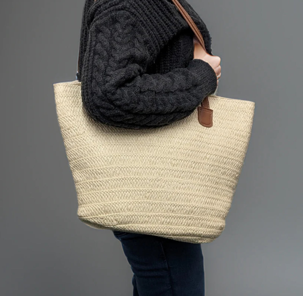 Straw Style Shoulder Bag - Natural