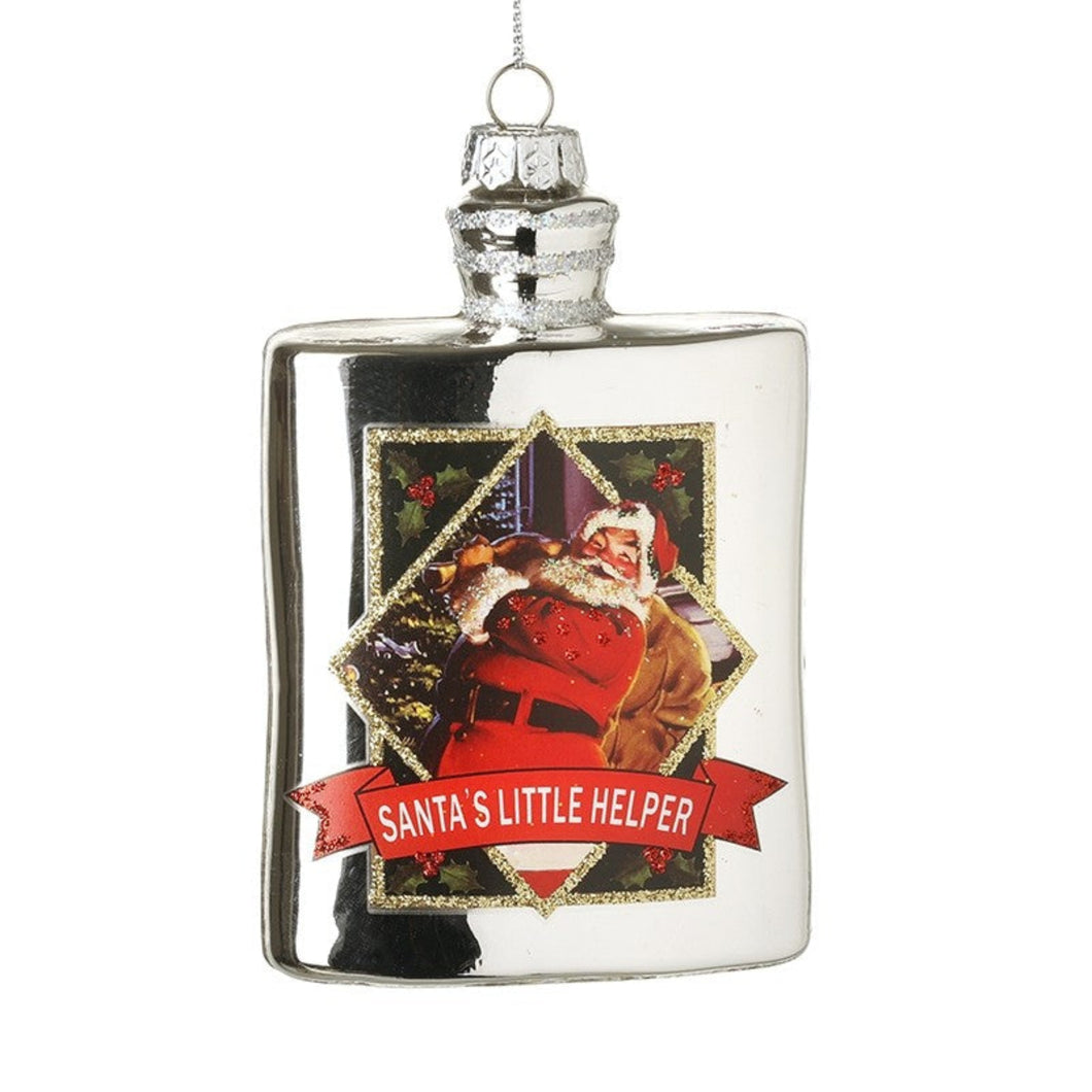 Glass Hanging Santa`S Little Helper