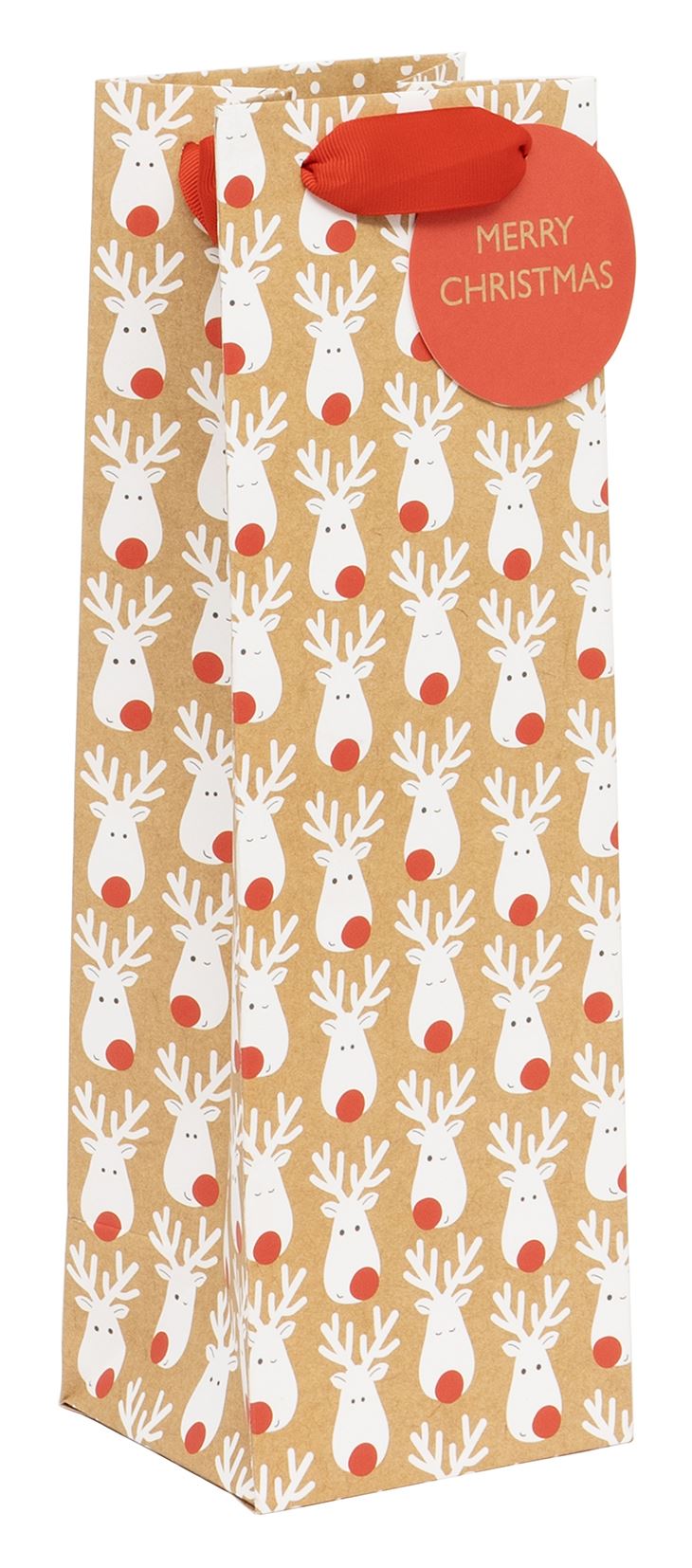 Reindeer Kraft Bottle Bag