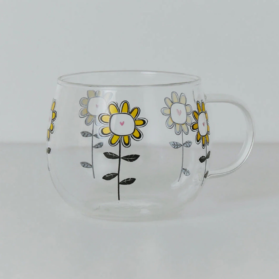 Glass Mug Sunflowers