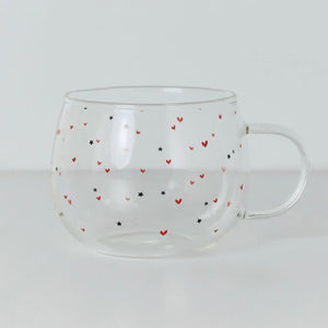 Glass Mug Heart & Stars