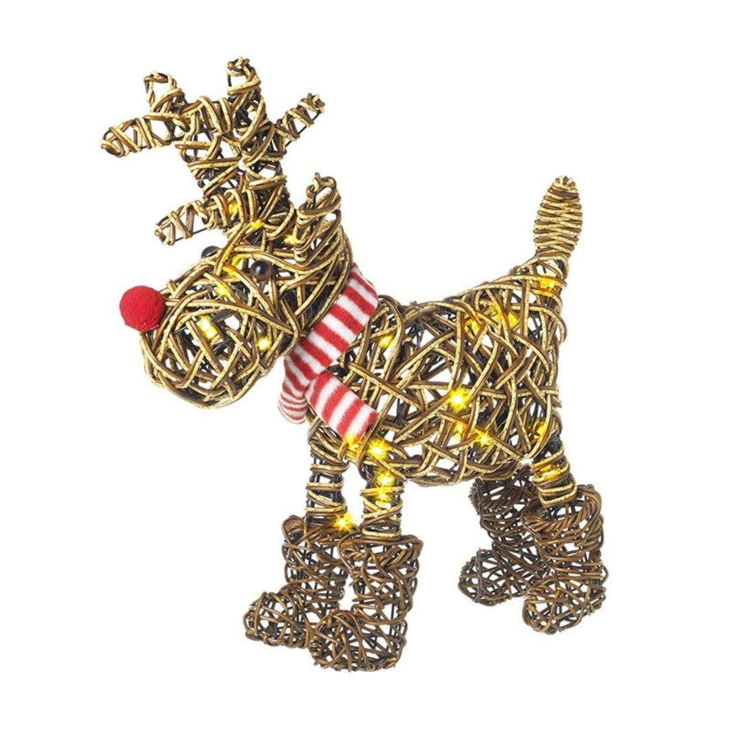Light Up Rattan Reindeer In Boots Sml