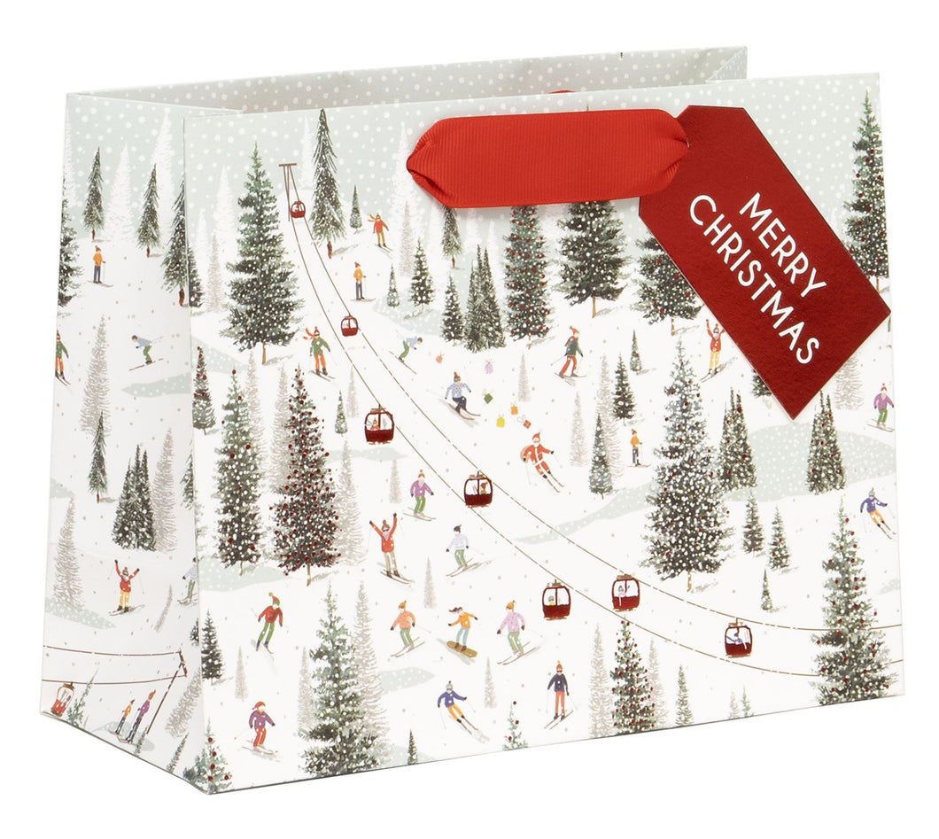 Christmas on the Piste Landscape Gift Bag - Medium