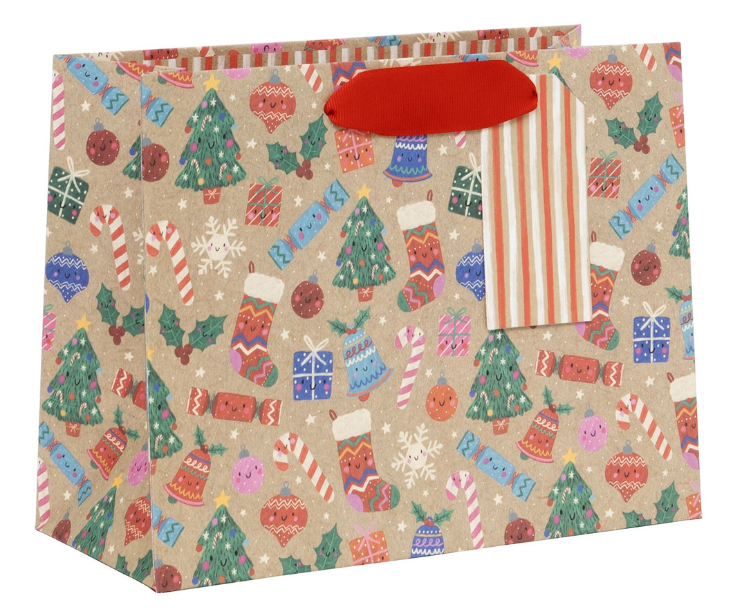 Kraft Whimsical Landscape Gift Bag - Medium