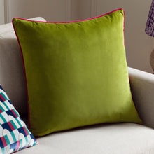 Load image into Gallery viewer, Meridian Velvet Cushion Lime/Hot Pink
