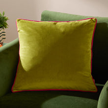 Load image into Gallery viewer, Meridian Velvet Cushion Lime/Hot Pink
