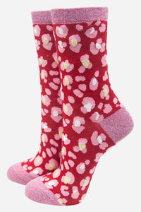 Women's All Over Animal Print with Glitter Bamboo Socks