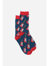 Load image into Gallery viewer, Blue Red Mens Guitar Print Socks
