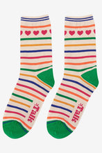 Load image into Gallery viewer, Women&#39;s Heart Stripe Socks
