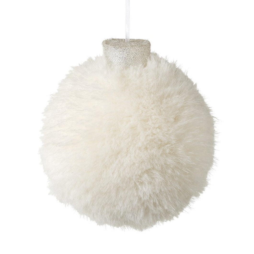 Hanging Cream Fur Bauble