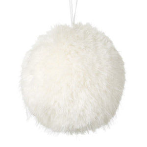 Small Hanging Cream Fur Bauble