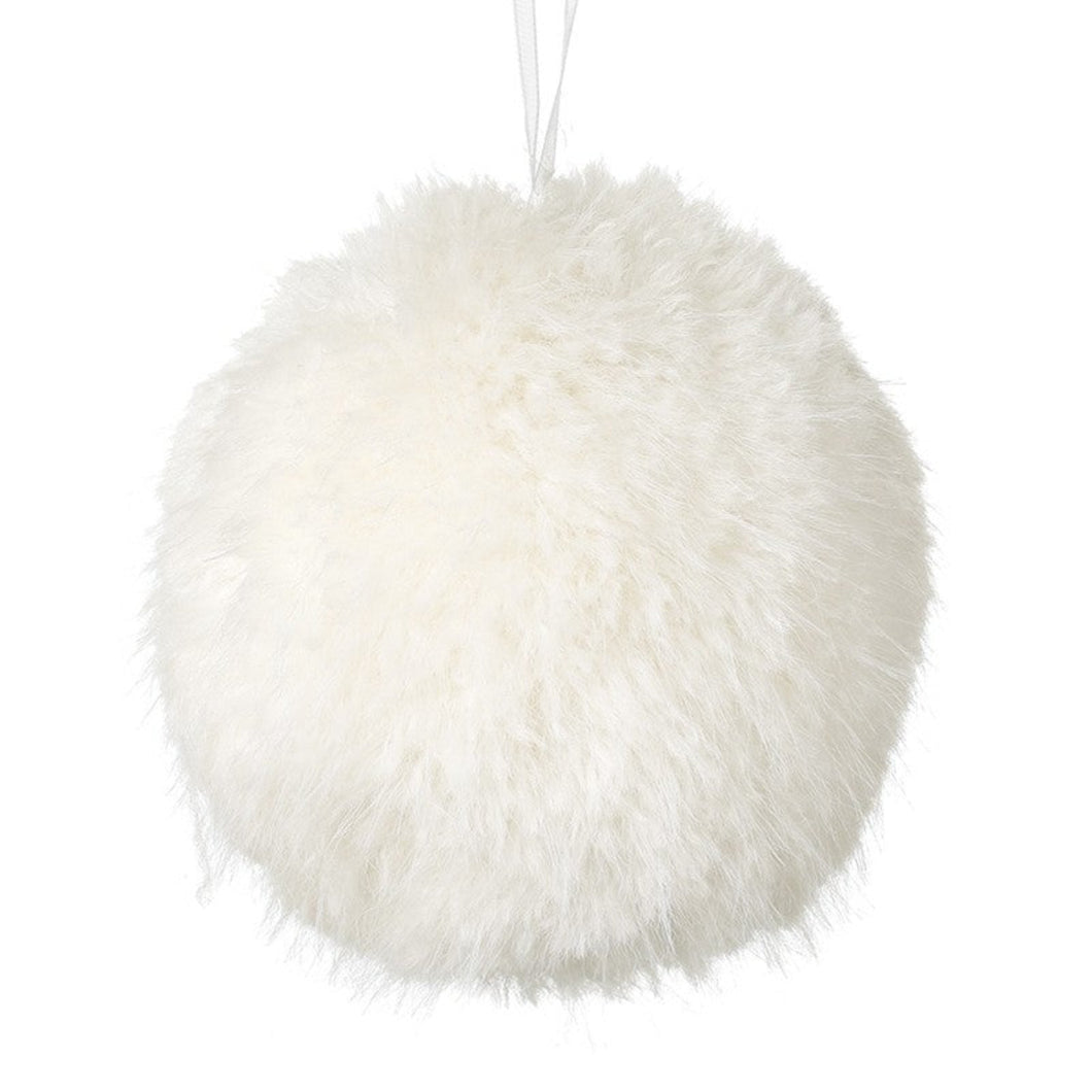 Small Hanging Cream Fur Bauble
