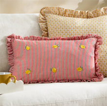 Load image into Gallery viewer, Lemons Embroidered Ruffle Cushion
