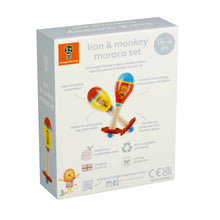 Load image into Gallery viewer, Traditional Wooden Lion &amp; Monkey Maracas Toy Set
