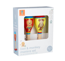 Load image into Gallery viewer, Traditional Wooden Lion &amp; Monkey Maracas Toy Set
