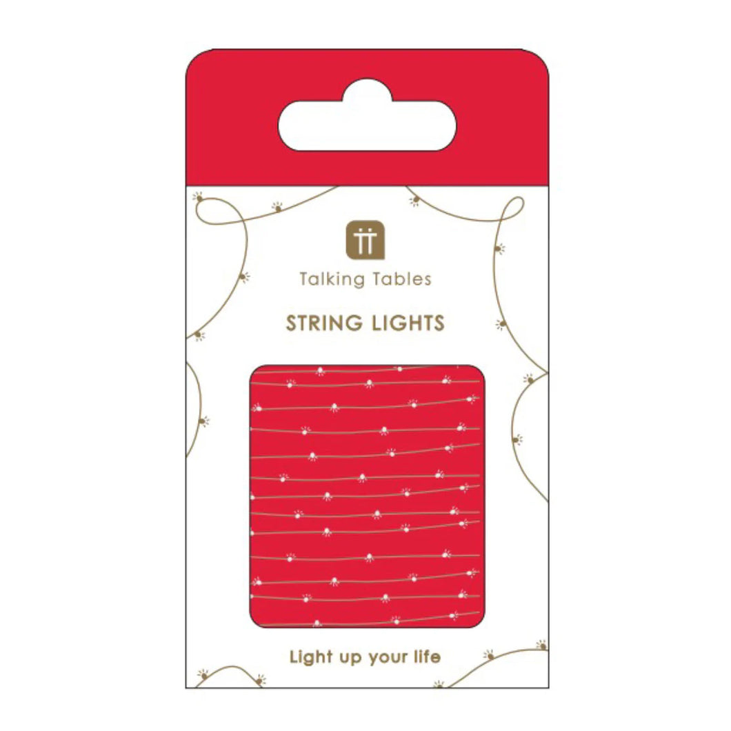 Gold LED String Lights - 3m - Red