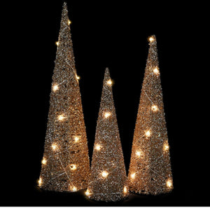 Glitter Cone Tree with Lights