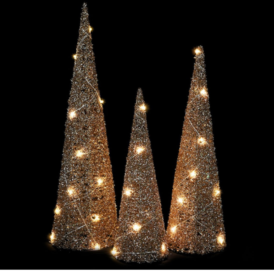 Glitter Cone Tree with Lights