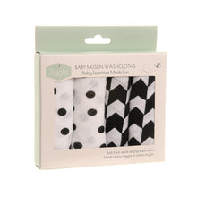 Load image into Gallery viewer, Black &amp; White Muslin Washcloths
