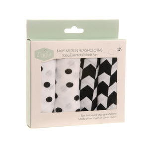 Black & White Muslin Washcloths