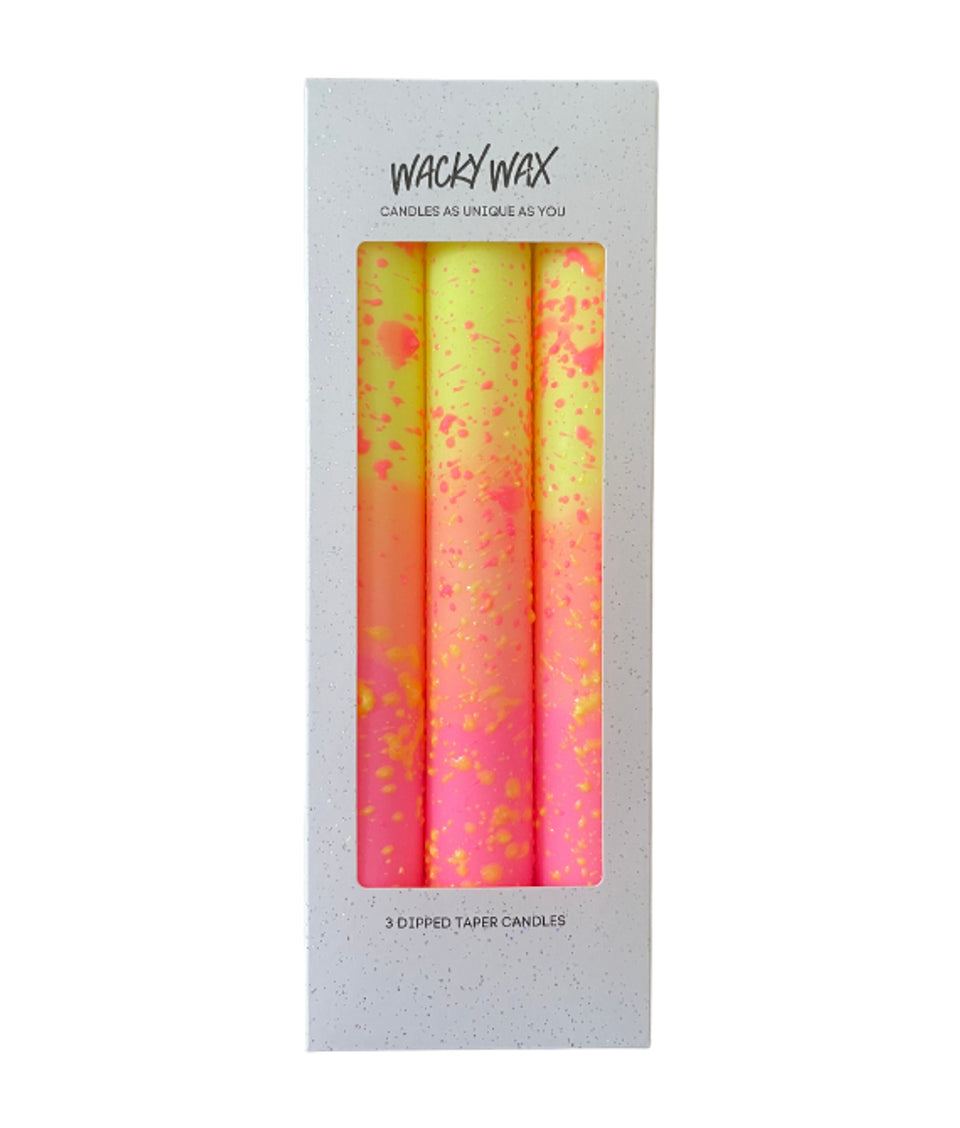 Neon Confetti Taper Candle Box of 3
