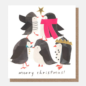 Dresses up Penguins Merry Christmas Cards Pack of 8