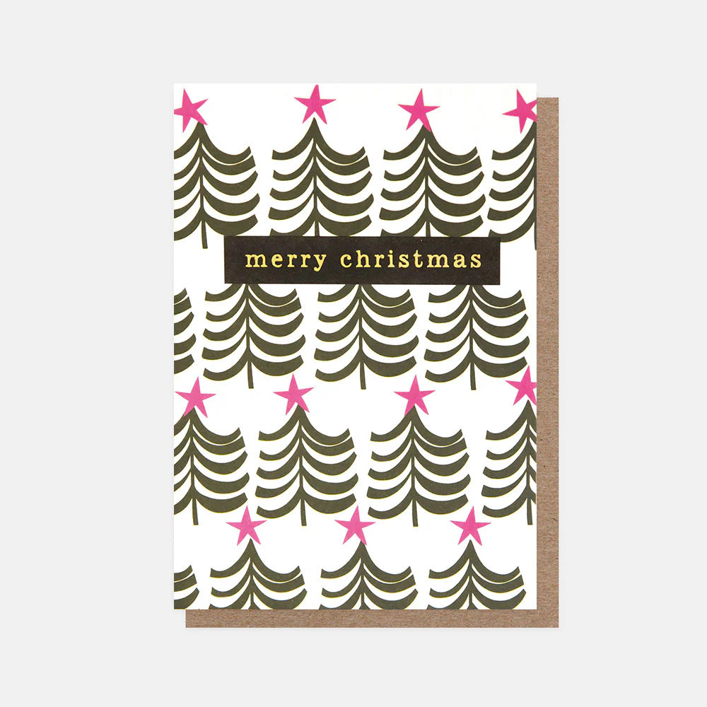 Trees & Stars Small Christmas Card Pack of 10