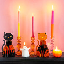 Load image into Gallery viewer, Halloween Black &amp; Orange Cat Honeycomb Decoration - 2 Pack
