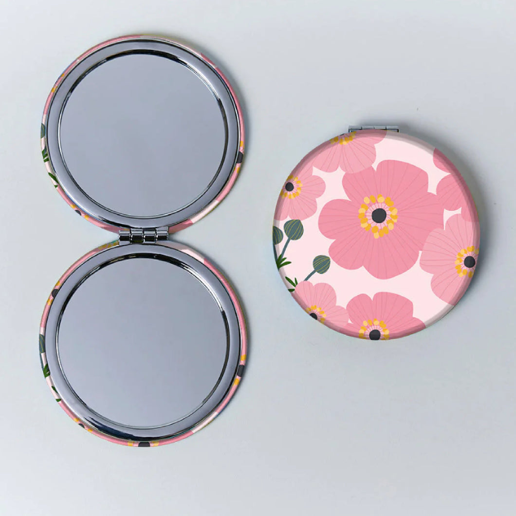 Pink Cosmos Compact Mirror