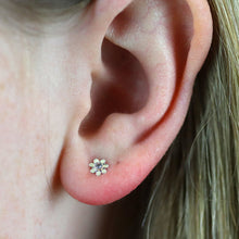 Load image into Gallery viewer, White Tiny Flower Enamel Stud - Sterling Silver
