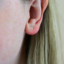 Load image into Gallery viewer, White Tiny Flower Enamel Stud - Sterling Silver
