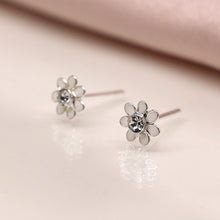 Load image into Gallery viewer, White Tiny Flower Enamel Stud - Sterling Silver
