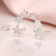 Load image into Gallery viewer, Sterling Silver Row of Stars Stud Earrings
