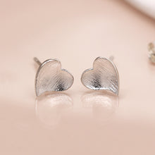 Load image into Gallery viewer, Sterling Silver Concave Heart Earrings
