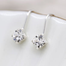 Load image into Gallery viewer, Sterling Silver Clear Crystal Little Drop Earrings
