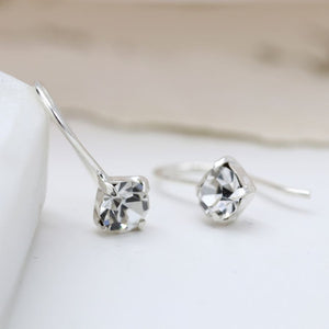 Sterling Silver Clear Crystal Little Drop Earrings