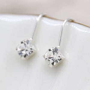 Sterling Silver Clear Crystal Little Drop Earrings