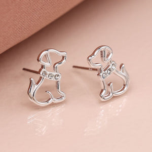 Sterling Silver Labrador Crystal Stud Earrings