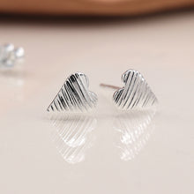 Load image into Gallery viewer, Sterling Silver Embossed Heart Stud Earrings
