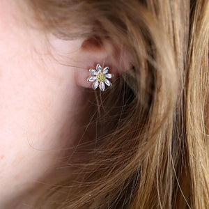 Sterling Silver Daisy Stud Earrings