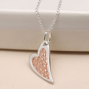 Sterling Silver and Rose Gold Heart Necklace