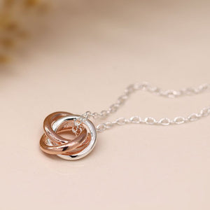 Sterling Silver and Rose Gold Hoops Necklace