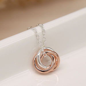 Sterling Silver and Rose Gold Hoops Necklace