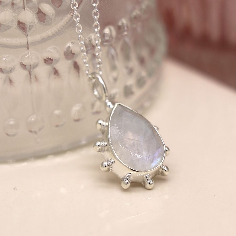 Sterling Silver Moonstone Drop Necklace