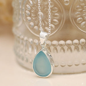 Sterling Silver Blue Chalcedony Necklace