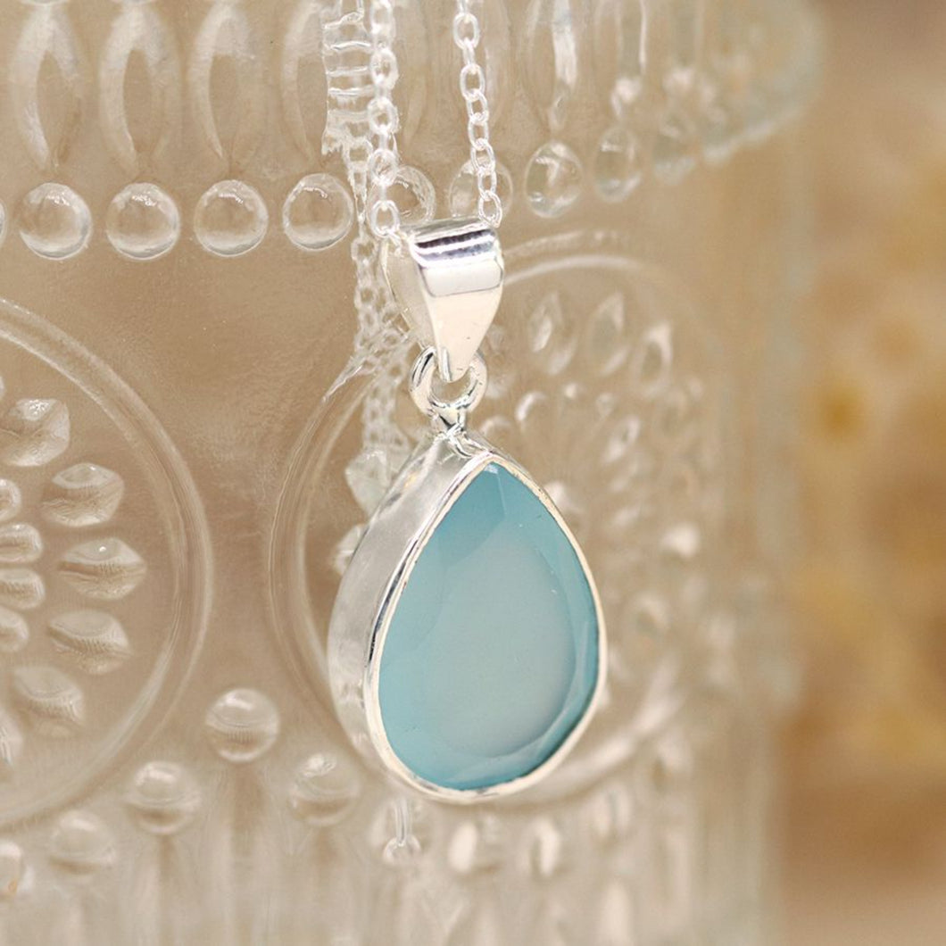 Sterling Silver Blue Chalcedony Necklace