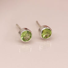 Load image into Gallery viewer, Peridot Cut 5mm Sterling Silver Studs
