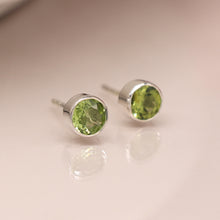 Load image into Gallery viewer, Peridot Cut 5mm Sterling Silver Studs
