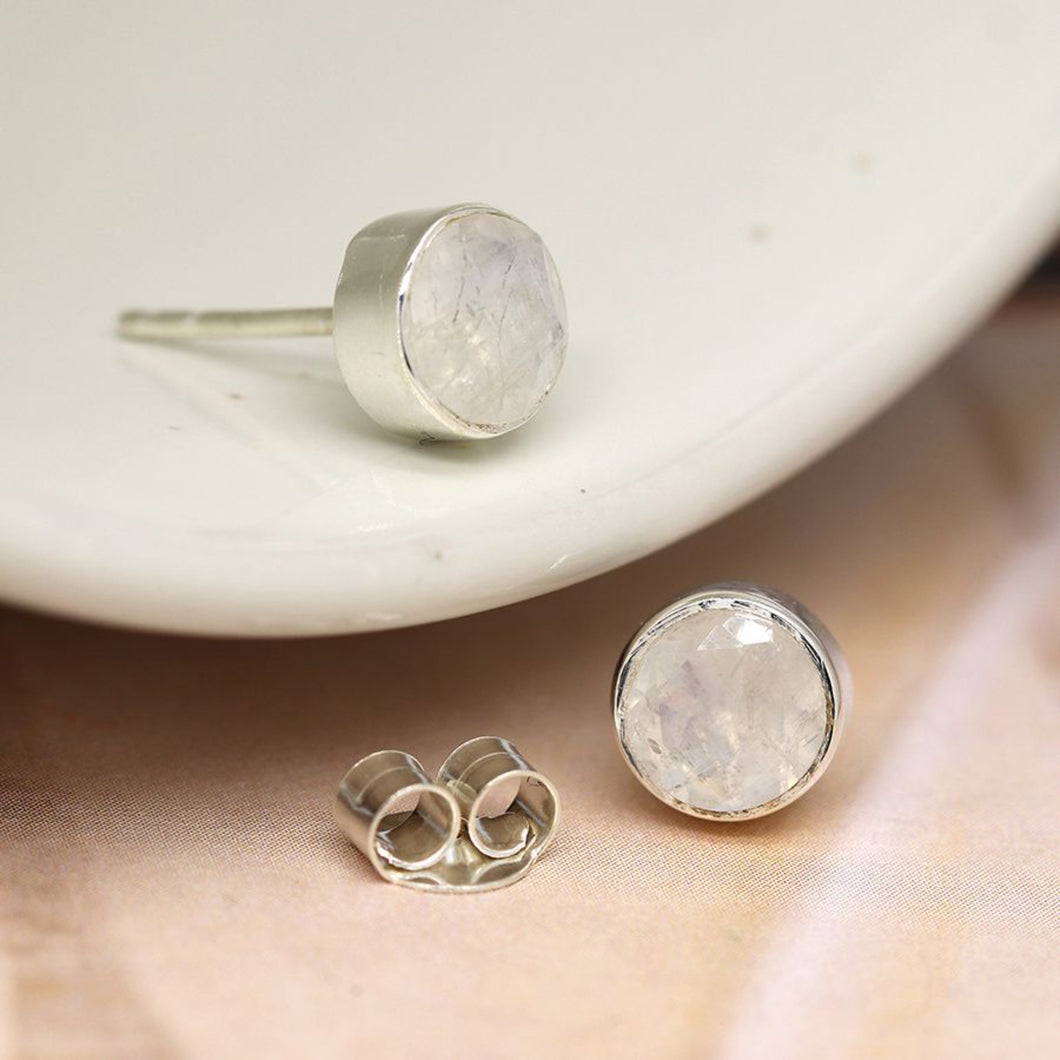 Sterling Silver Moonstone Stud